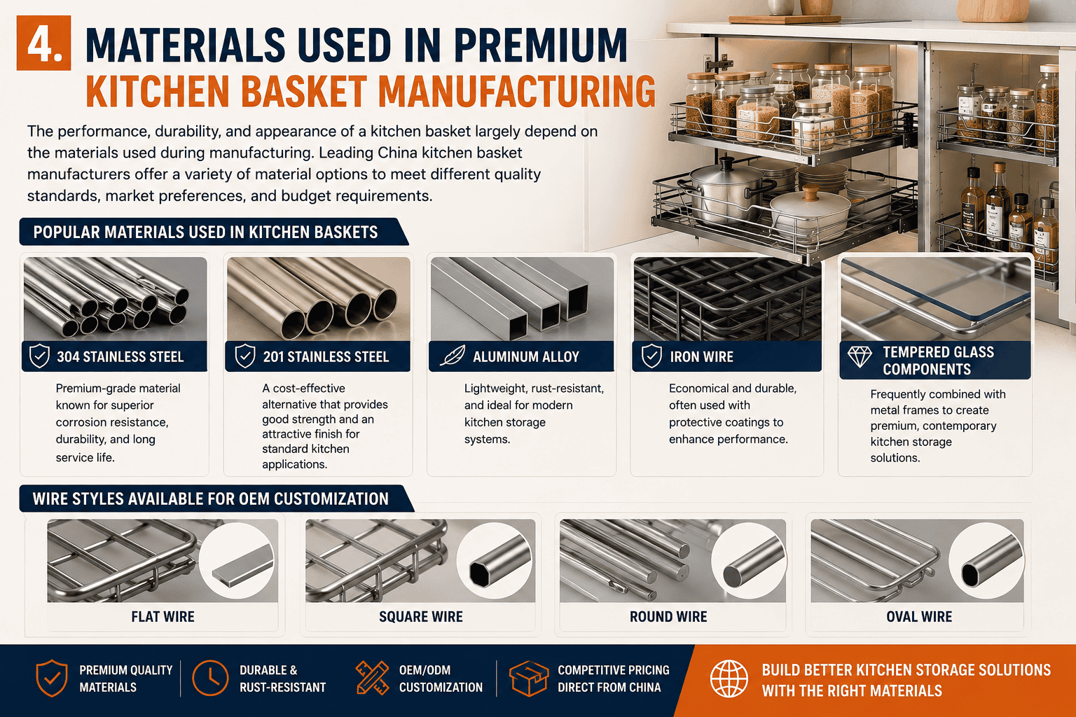 Materials Used in Premium Kitchen Basket Manufacturing