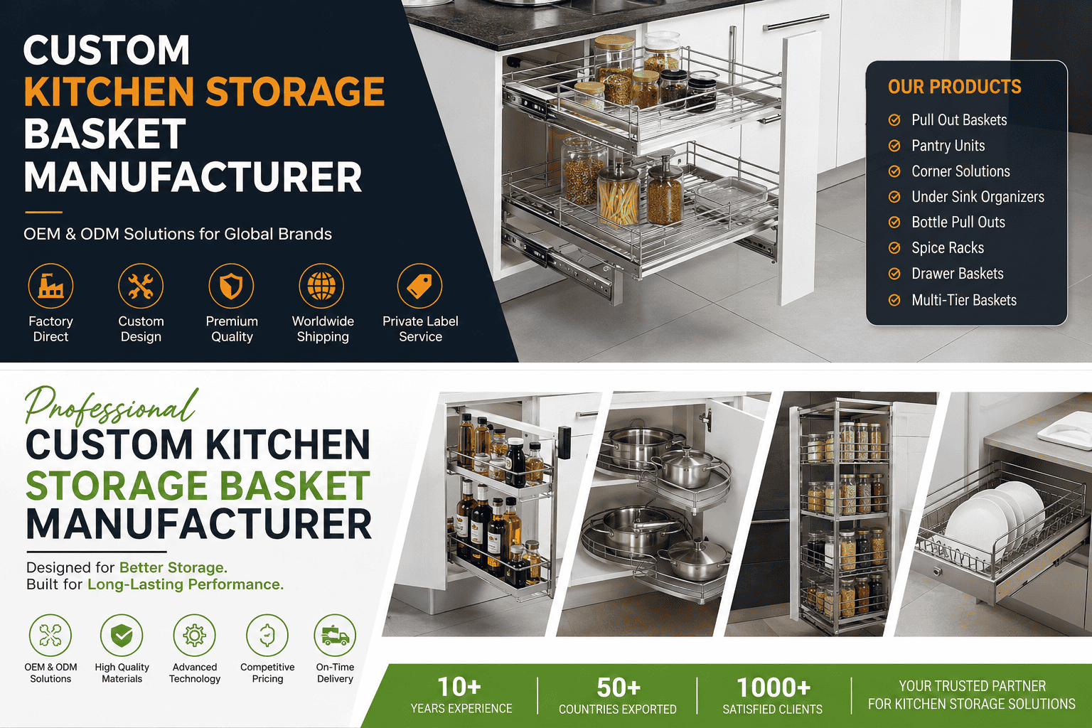 Custom Kitchen Storage Basket Manufacturer